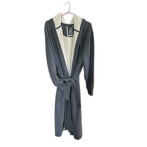 L.L.Bean Men’s Hooded Charcoal Fleece Lined Robe Size XL Winter Cottagecore Cozy